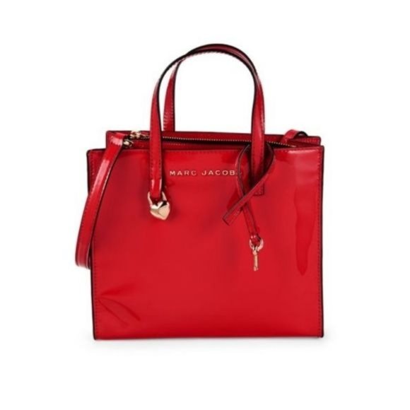 Marc Jacobs The Grind Tote Crossbody Bag Valiant Poppy Red Heart & Key R… - Picture 4 of 11